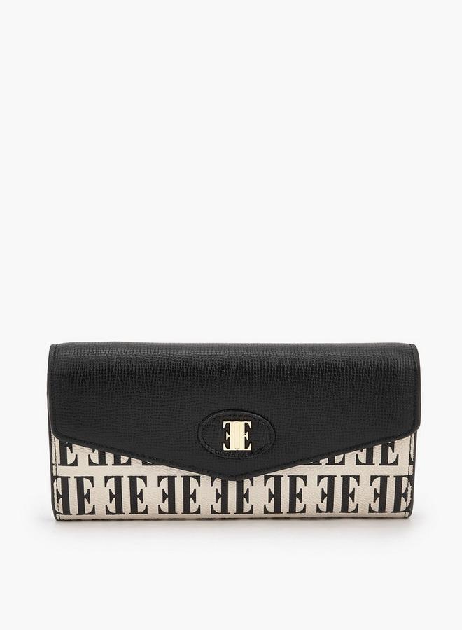 ELLE Monogram Print Wallet with Snap Button Closure - Image 1
